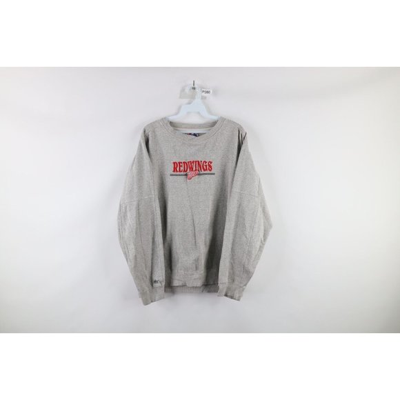 Vintage 90s Majestic Large Distressed Detroit Red Wings Spell Out Sweatshirt
